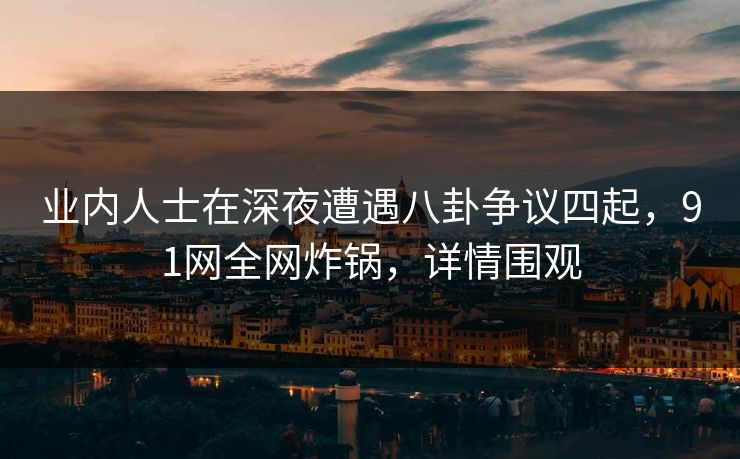 业内人士在深夜遭遇八卦争议四起，91网全网炸锅，详情围观