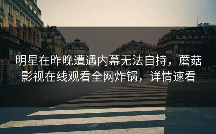 明星在昨晚遭遇内幕无法自持,蘑菇影视在线观看全网炸锅,详情速看