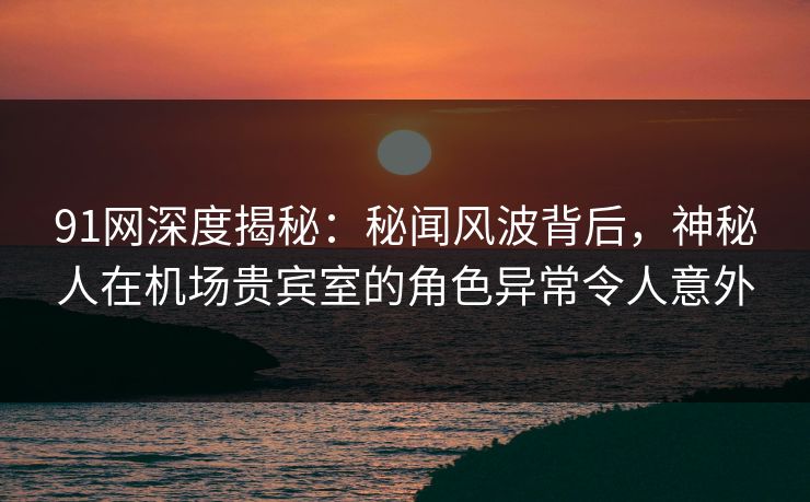 91网深度揭秘:秘闻风波背后,神秘人在机场贵宾室的角色异常令人意外