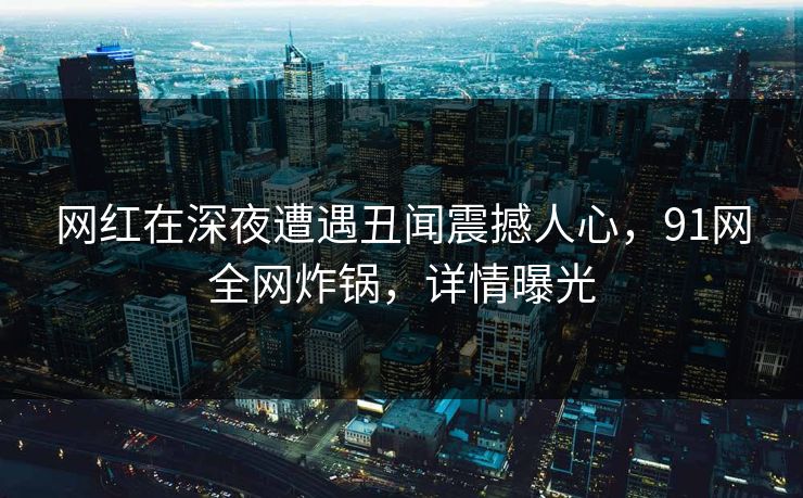 网红在深夜遭遇丑闻震撼人心,91网全网炸锅,详情曝光