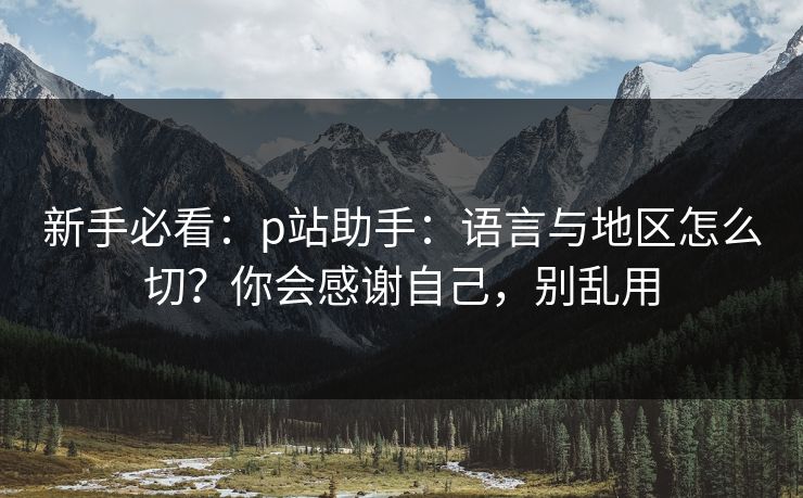 新手必看:p站助手:语言与地区怎么切?你会感谢自己,别乱用 新手必看:p站助手:语言与地区怎么切?你会感谢自己,别乱用