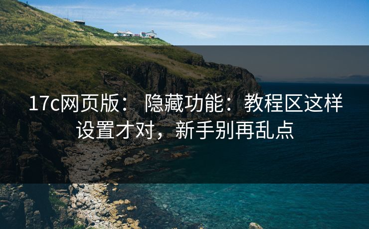 17c网页版： 隐藏功能：教程区这样设置才对，新手别再乱点